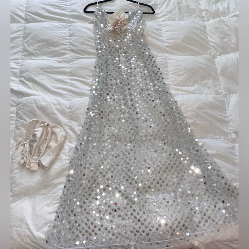 NWT For Love & Lemons Charelle Maxi Dress in Silver SIZE LARGE - Picture 11 of 11